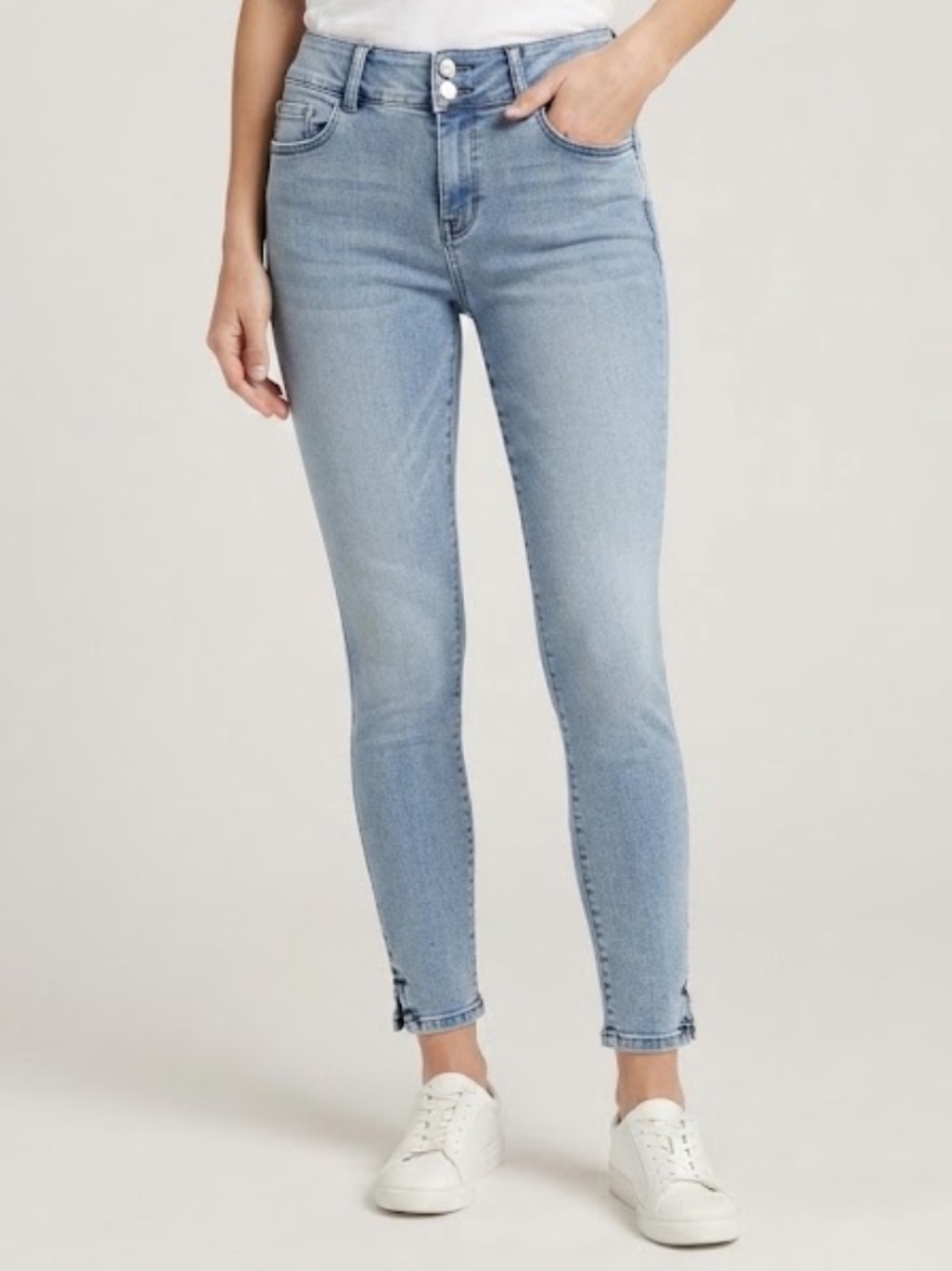 D. JEANS Recycled Denim High Rise Double Button Skinny Ankle Jeans Size 6
